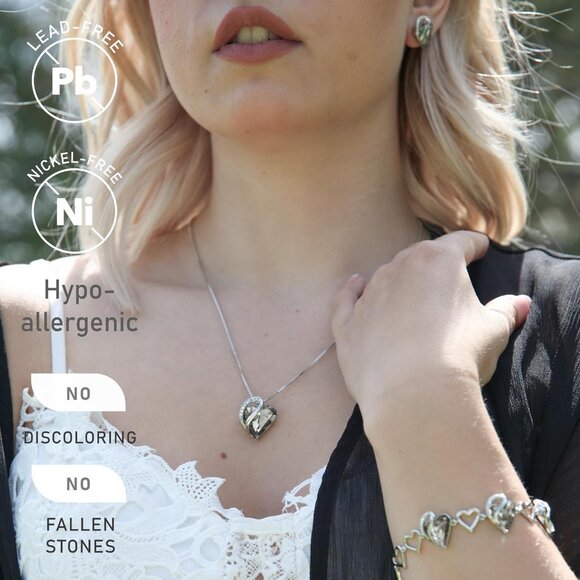 Infinity Love Birthstone Heart Pendant Crystal Black Necklace Women Mom Silver - Picture 2 of 8